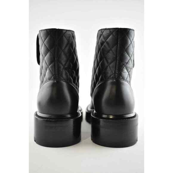 Chanel 21A Black Quilted Gold CC Chain Combat Lace Up Tie Ankle Short Boots 41 - Picture 11 of 12